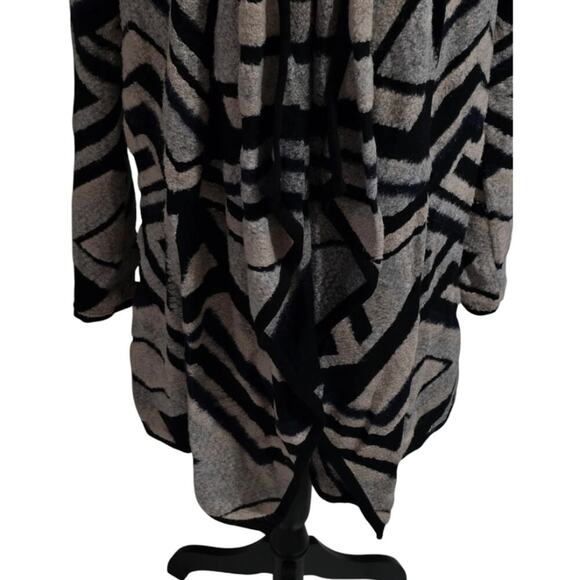 Lucky brand Waterfall Striped Black and Beige Women's Cardigan Sweater Size Larg - Picture 2 of 5